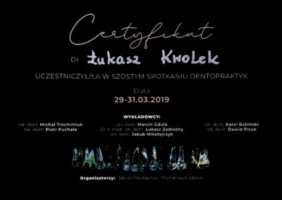 Dr Kwolek - Certyfikat 04-2019
